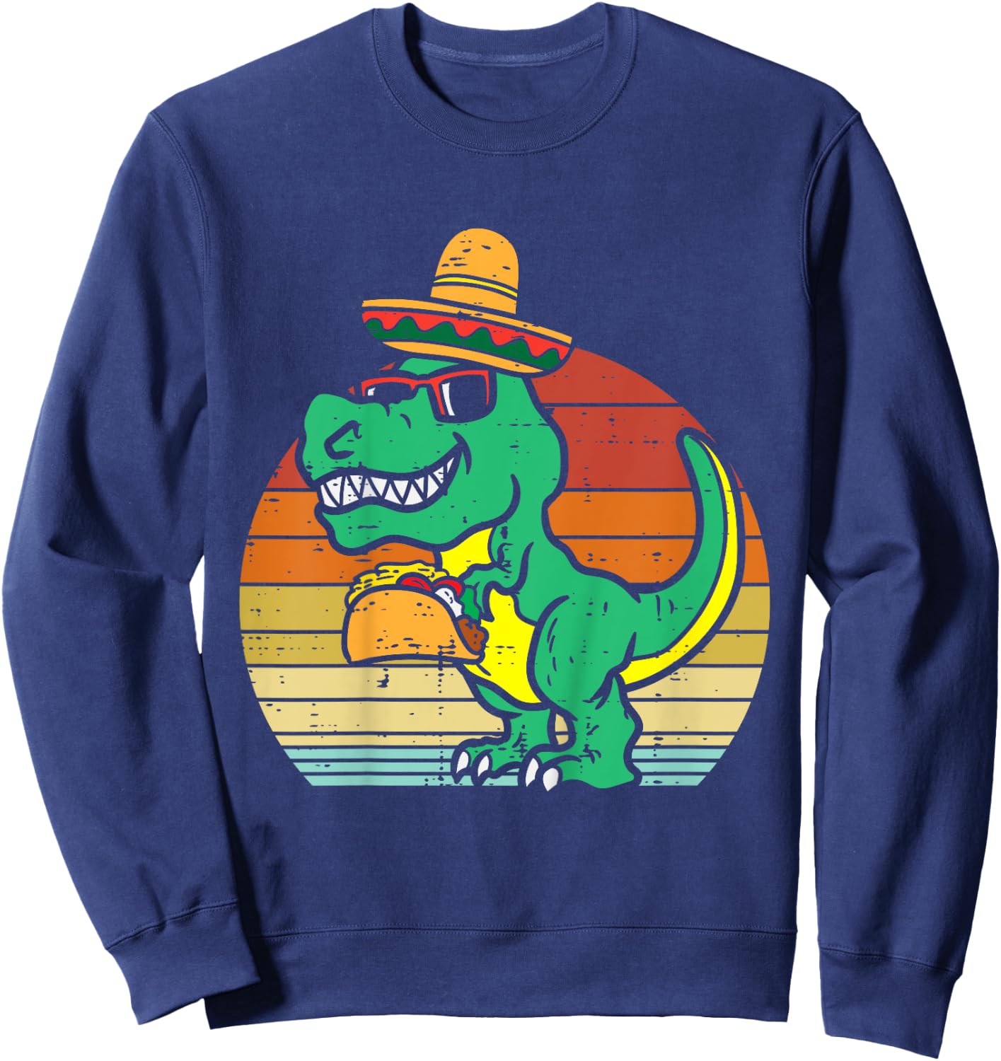 Kids Mexican Dino Taco Trex Toddler Boys Cinco De Mayo Kids Sweatshirt - Sweatshirt | Navy