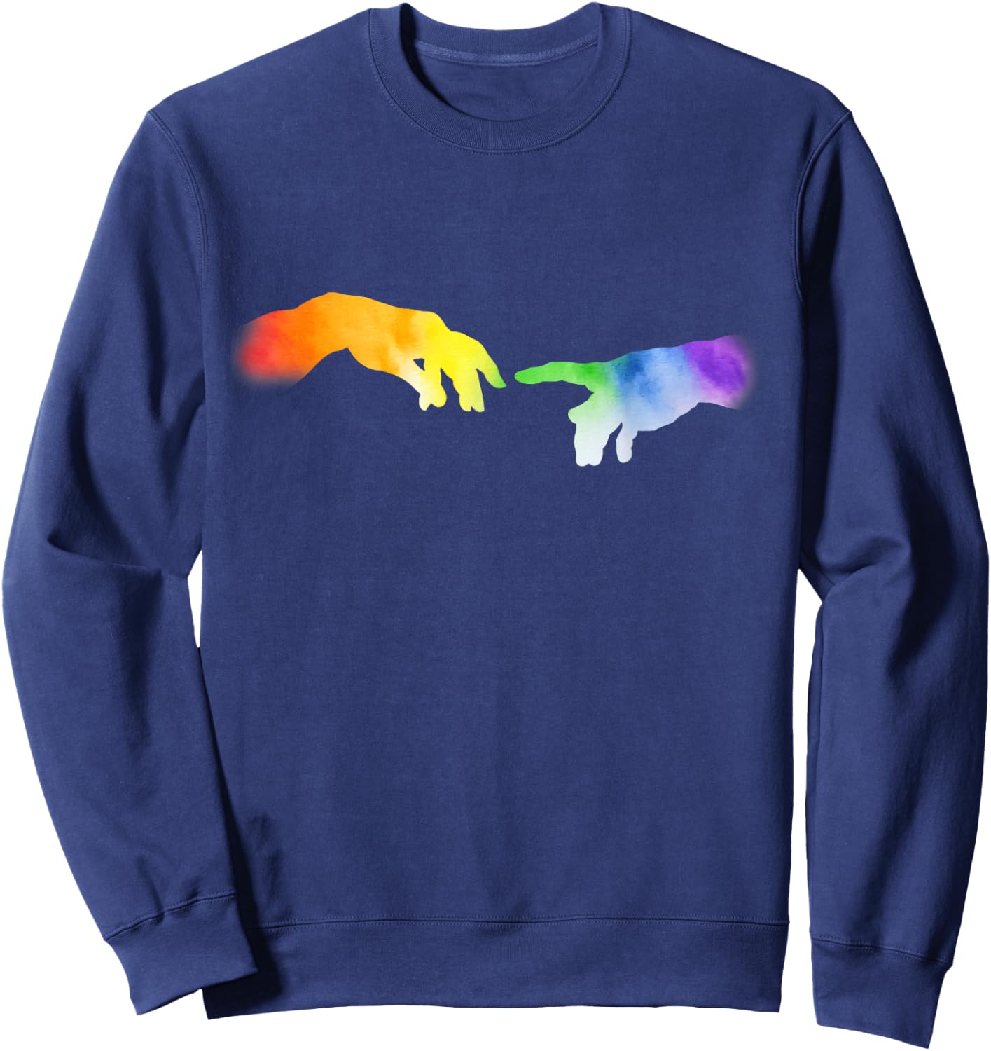 Creation of Adam Hands Watercolor Art Michelangelo Gift Sweatshirt - Sweatshirt | Navy
