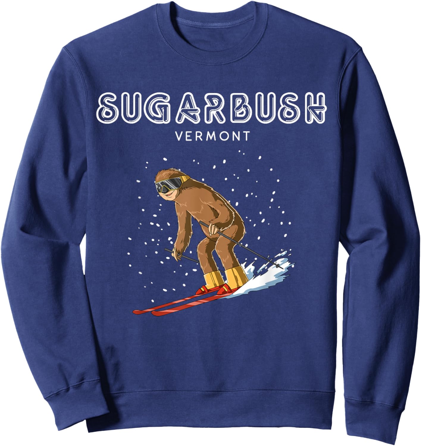 Ski Sloth - Sugarbush Vermont Ski Gift Sweatshirt - Sweatshirt | Navy