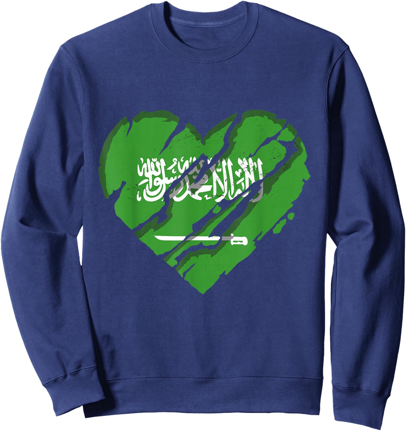 Saudi Arabia Heart Saudi Arabian Flag KSA Pride Sweatshirt - Sweatshirt | Navy