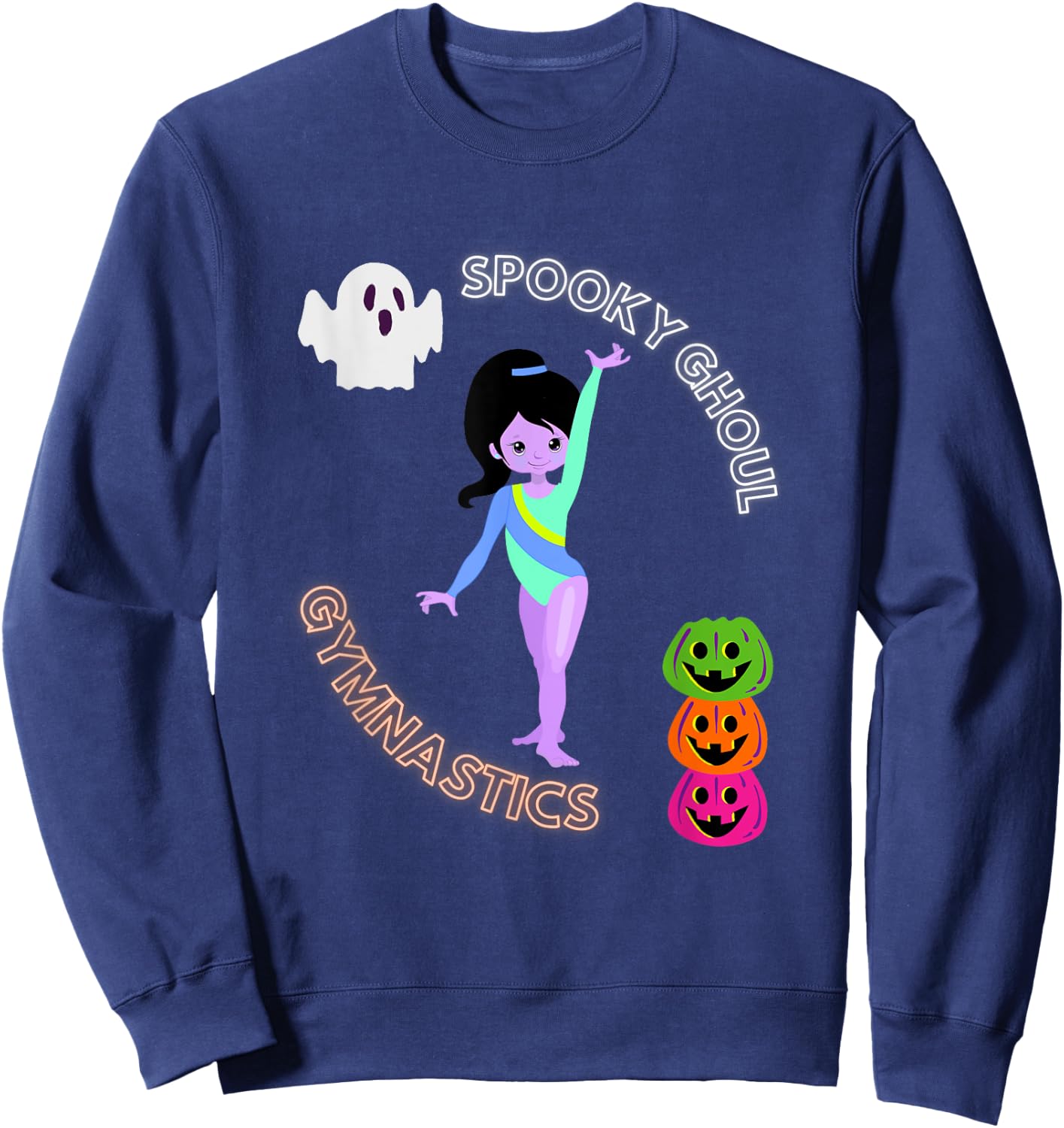 Spooky Ghoul Gymnastics Halloween Gymnast Pumpkin Sweatshirt - Sweatshirt | Navy