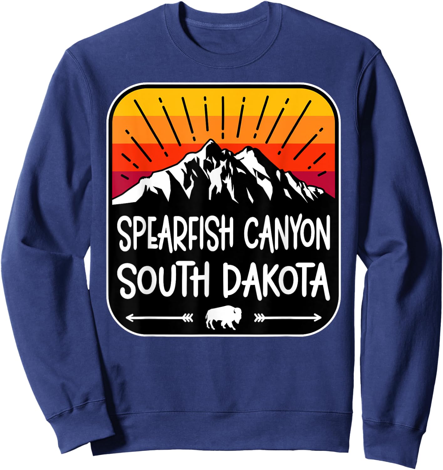 Spearfish Canyon South Dakota Vintage Mountain Sunset Sweatshirt - Sweatshirt | Navy