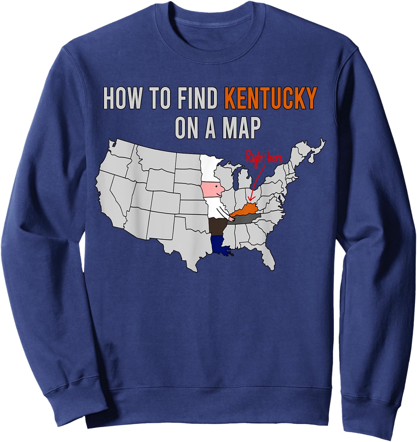 How To Find Kentucky On A Map Chef Holding Fried Chicken Sweatshirt - Sweatshirt | Navy