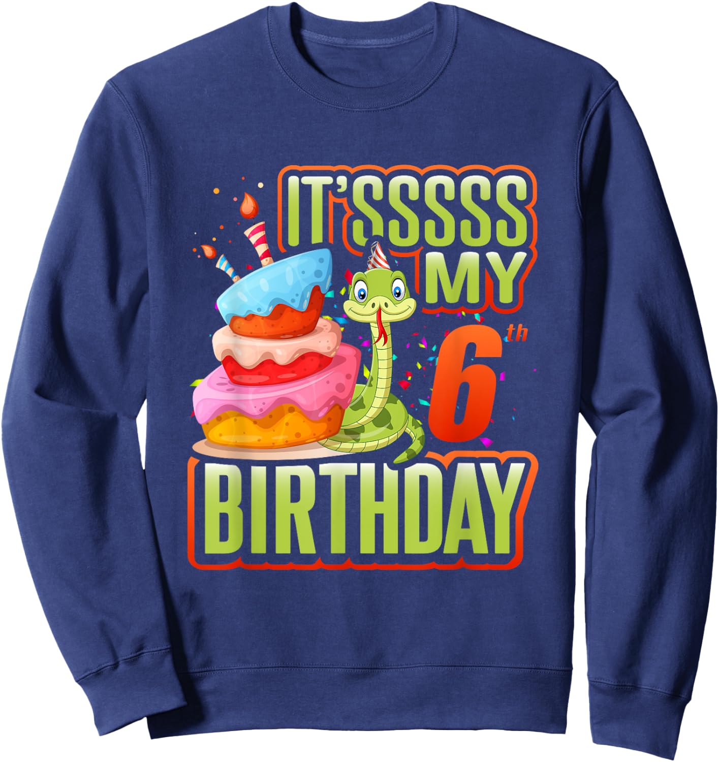 Snake Birthday Party Kids 6th Reptile Supplies Decorations Sweatshirt - Sweatshirt | Navy