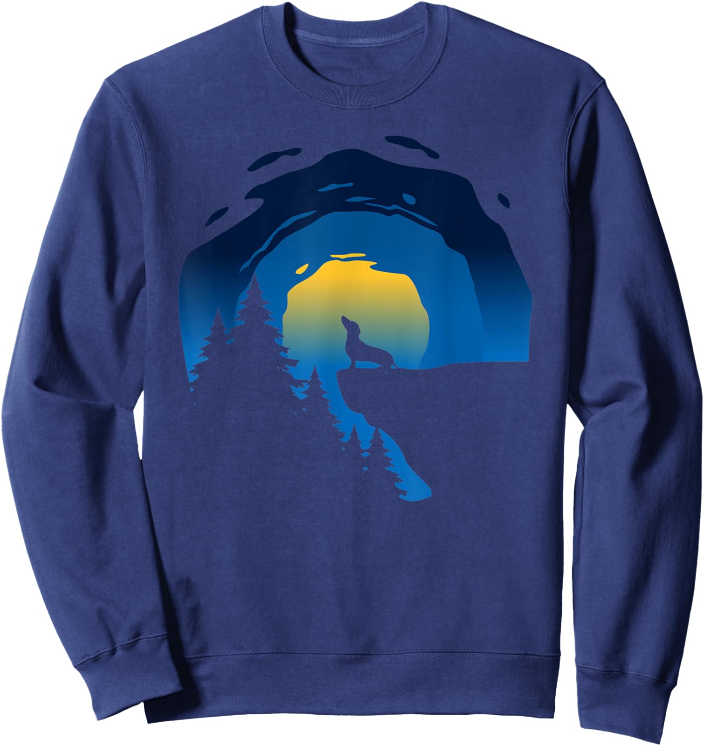 Dachshund Wiener Dog Howling At Moon Men Women Sweatshirt - Sweatshirt | Navy