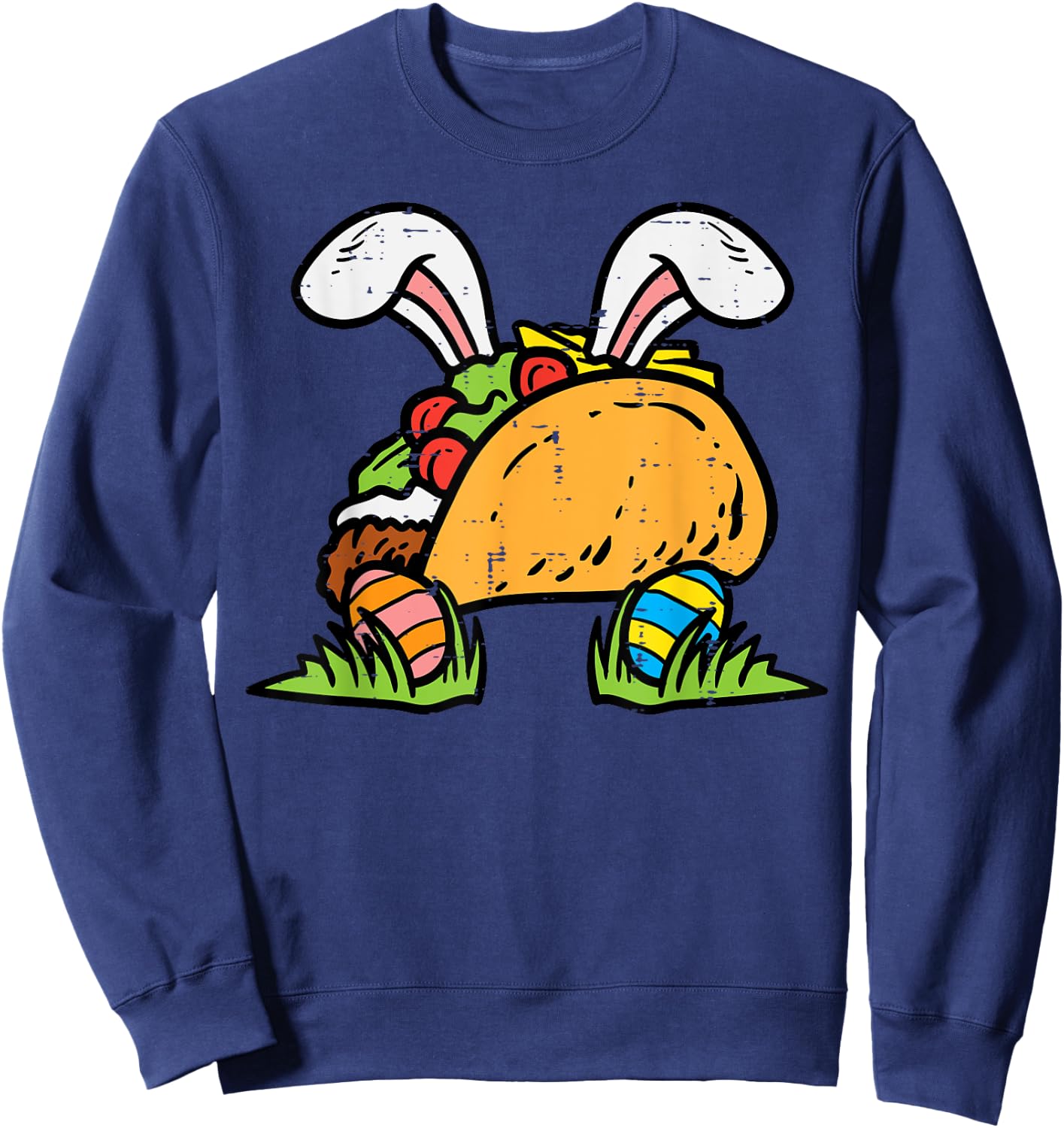 Easter Taco Bunny Funny Mexican Food Foodie Men Women Kids Sweatshirt - Sweatshirt | Navy