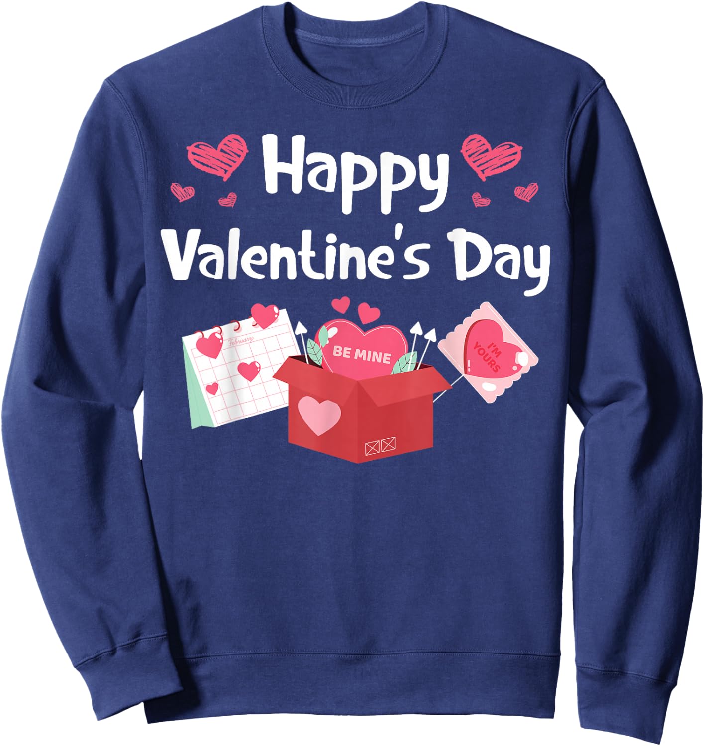 Happy Valentines Day Be Mine Cute Hearts V-Day Pajama Sweatshirt - Sweatshirt | Navy