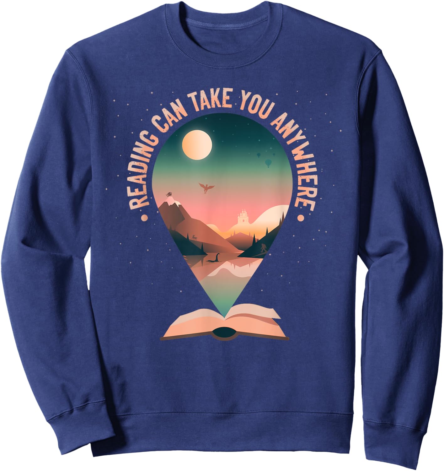 Reading can take you anywhere book reading lover bibliophile Sweatshirt - Sweatshirt | Navy
