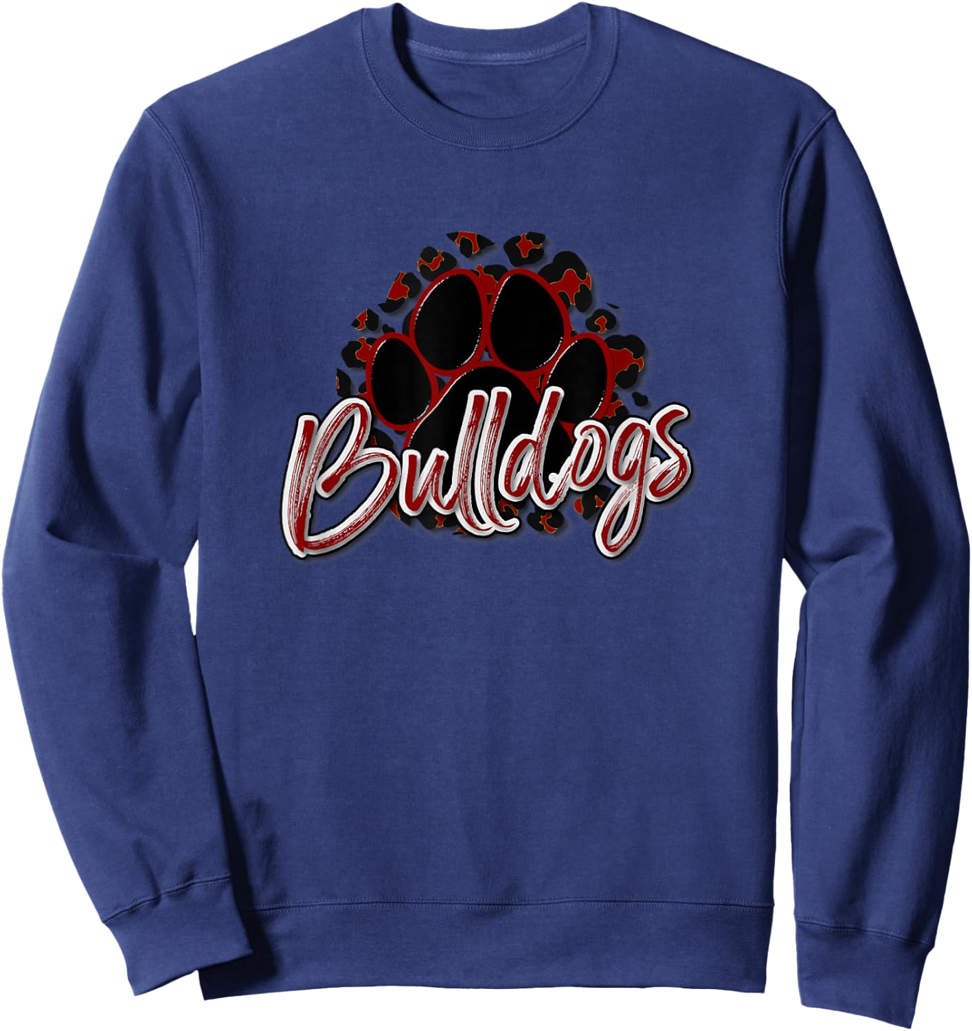 Bulldogs Maroon Black Cheetah School Sports Fan Team Spirit Sweatshirt - Sweatshirt | Navy