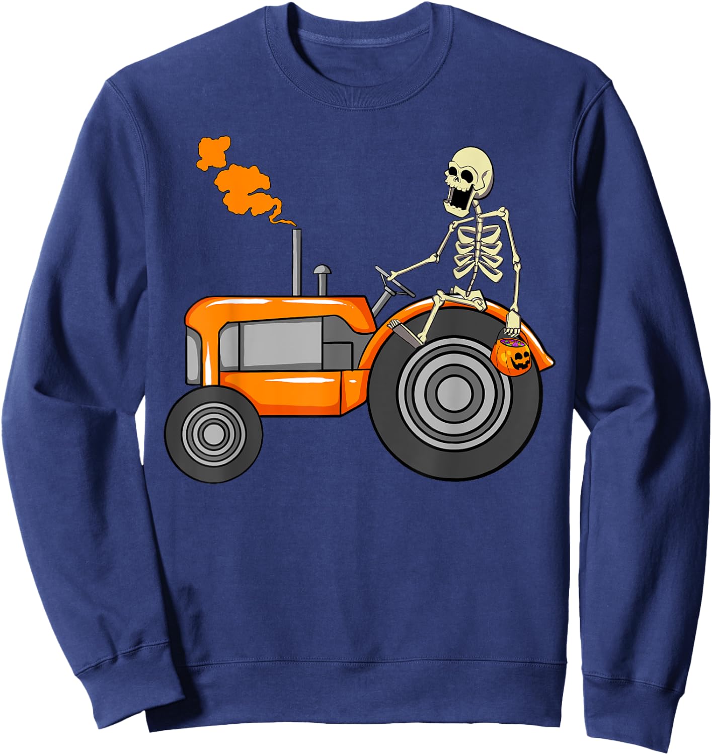 Skeleton Riding Tractor Funny Halloween 2021 Sweatshirt - Sweatshirt | Navy