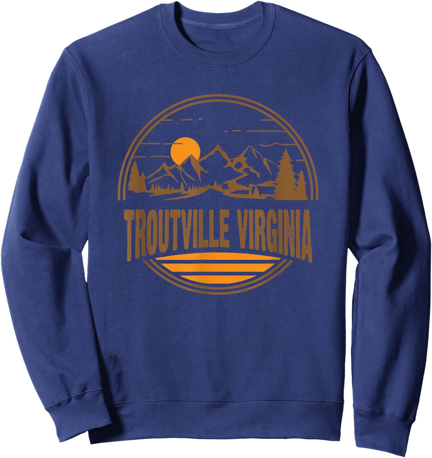 Vintage Troutville, Virginia Mountain Hiking Souvenir Print Sweatshirt - Sweatshirt | Navy