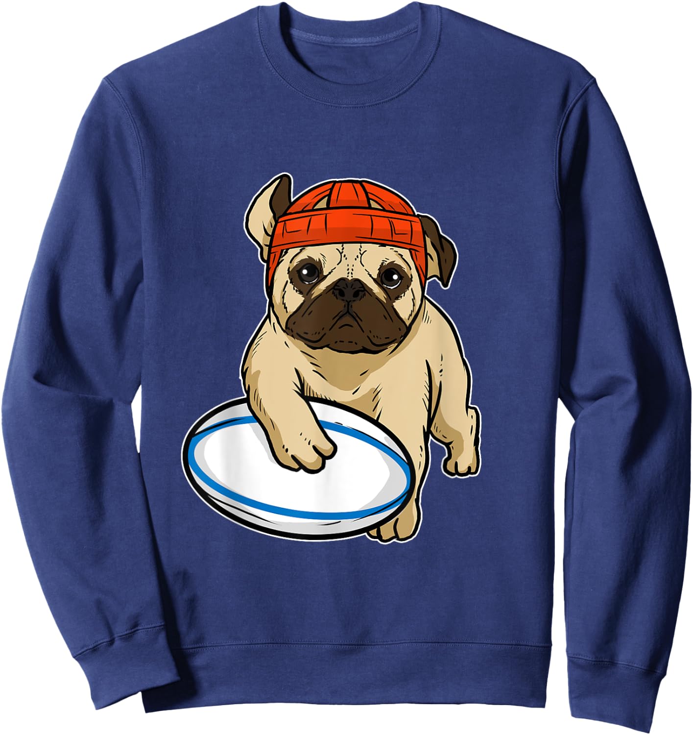 Cute Dog Pug Rugby Gift Rugby Lover Sweatshirt - Sweatshirt | Navy