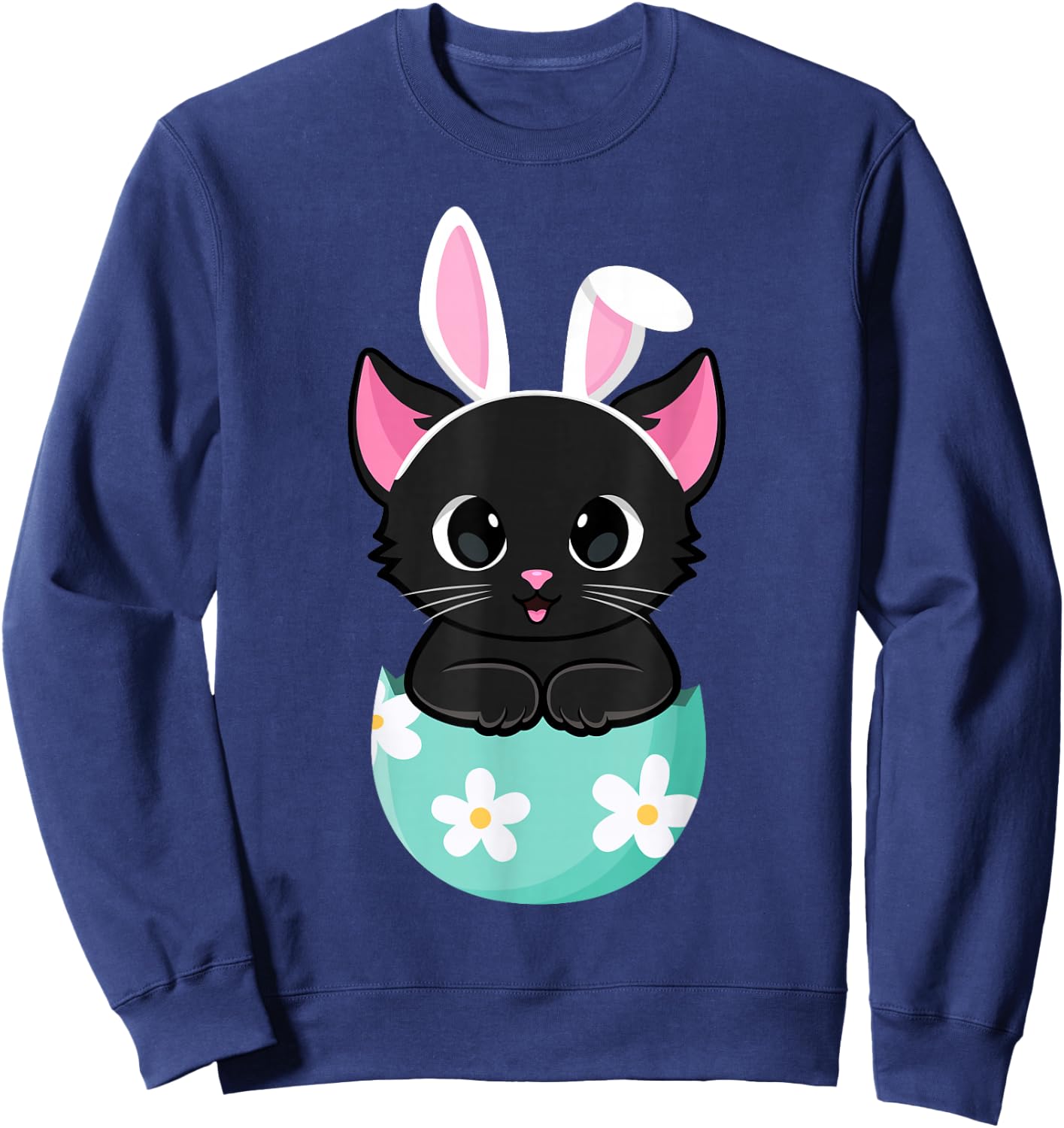 Cat Easter Day Bunny Ears Rabbit Easter Egg Kitten Cat Lover Sweatshirt - Sweatshirt | Navy