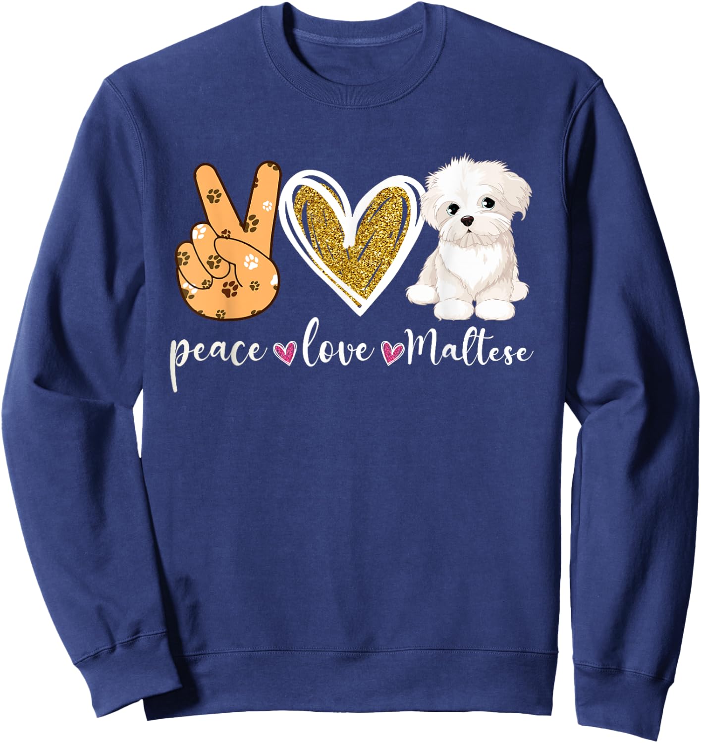 Vintage Maltese Lover Dog Dad Dog Mom -Adults and Kids Black Modern Short Sleeve Sweatshirt - Sweatshirt | Navy