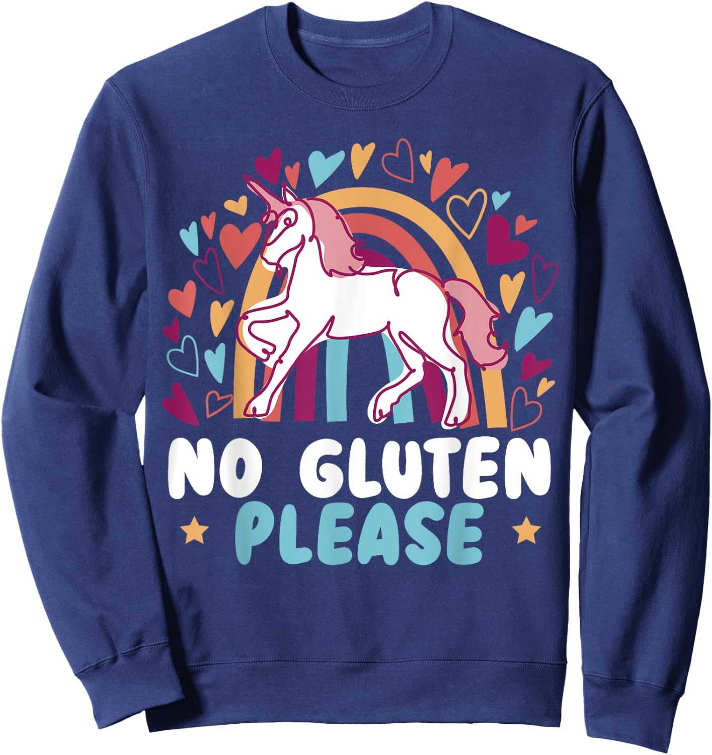 No Gluten Please Unicorn Celiac Disease Awareness Month Sweatshirt - Sweatshirt | Navy