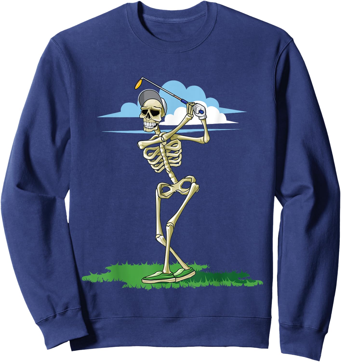 Golfing Skeleton Halloween Men Golf Halloween Golfer Sweatshirt - Sweatshirt | Navy