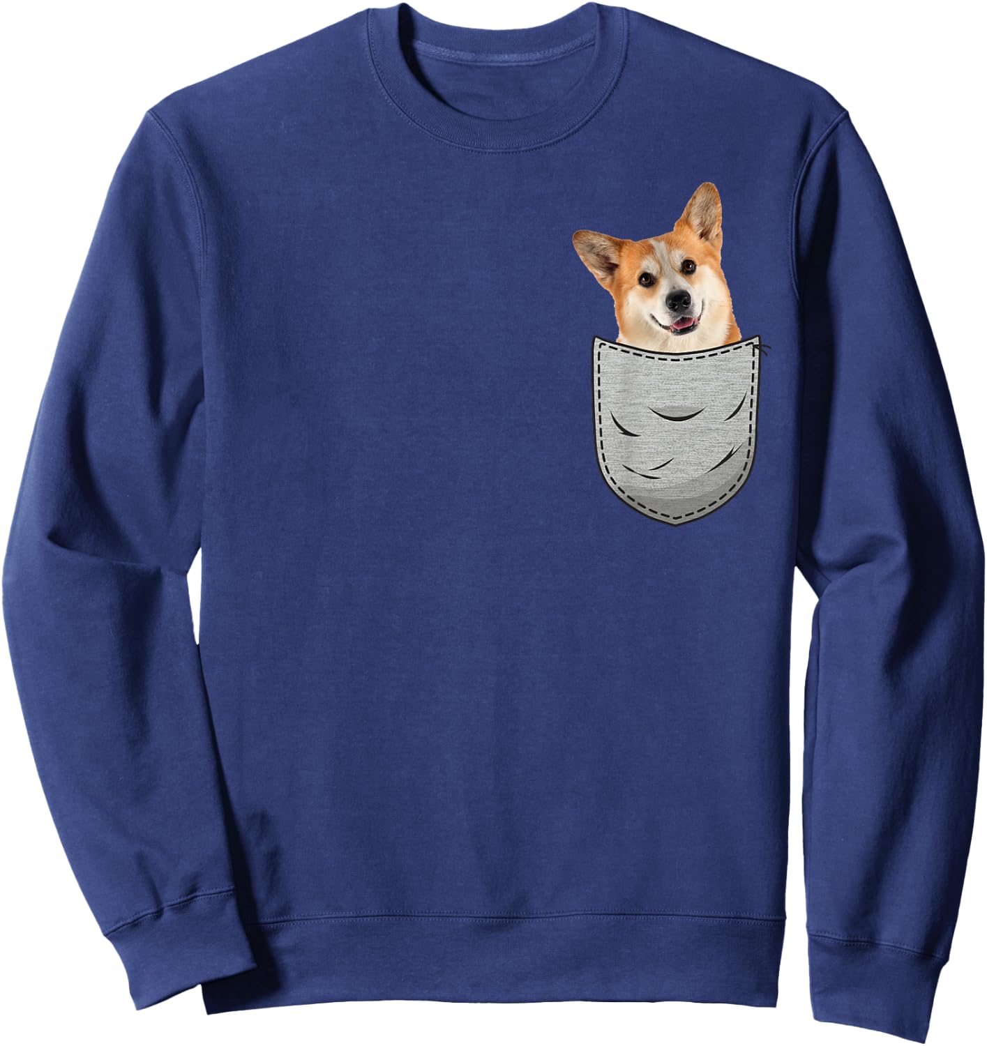Welsh Corgi Pembroke Chest Pocket for Dog Owners Sweatshirt - Sweatshirt | Navy