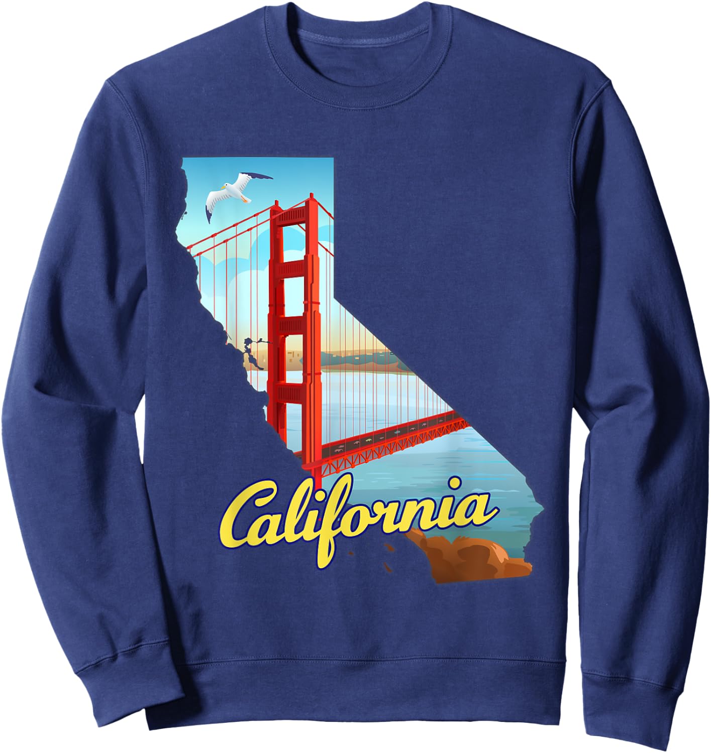California map with Golden Gate Bridge, San Francisco, USA Sweatshirt - Sweatshirt | Navy