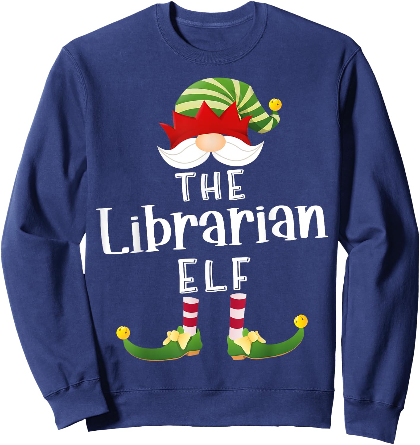 Librarian Elf Group Christmas Funny Pajama Party Sweatshirt - Sweatshirt | Navy