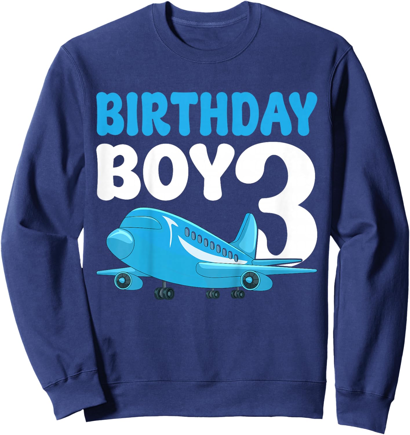 Kids Birthday Boy 3 Years Old Airplane Pilot Kids 3rd Birthday Sweatshirt - Sweatshirt | Navy