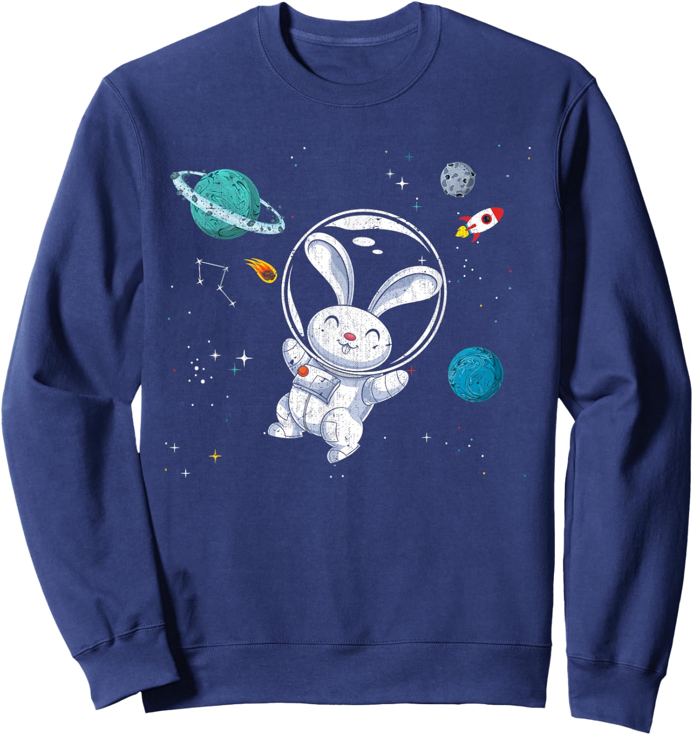 Outer Space Science Rabbit Animal Lover Astronaut Bunny Sweatshirt - Sweatshirt | Navy
