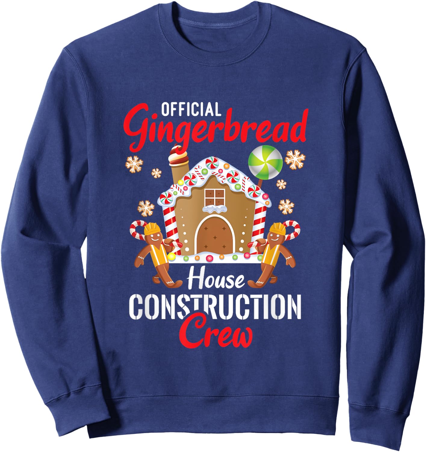 Gingerbread Construction Crew Christmas Matching Group Sweatshirt - Sweatshirt | Navy