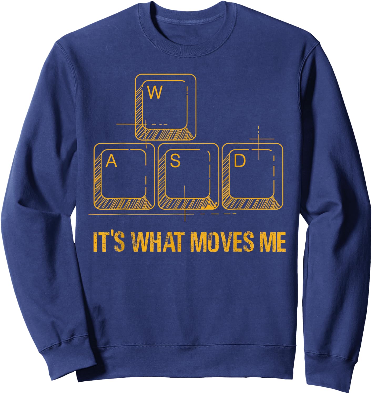 PC Gamer Merch Men Women Merchandise Retro Gift Funny WASD Its What Moves Me Video Games Gamer PC Gaming -Youth Sweatshirt - Sweatshirt | Navy
