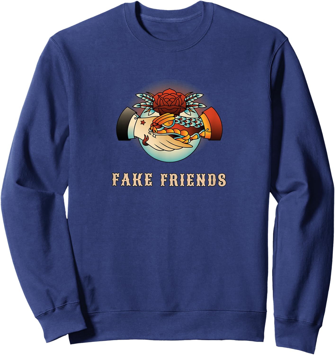 Tattoo Vintage Fake Friends Sweatshirt - Sweatshirt | Navy