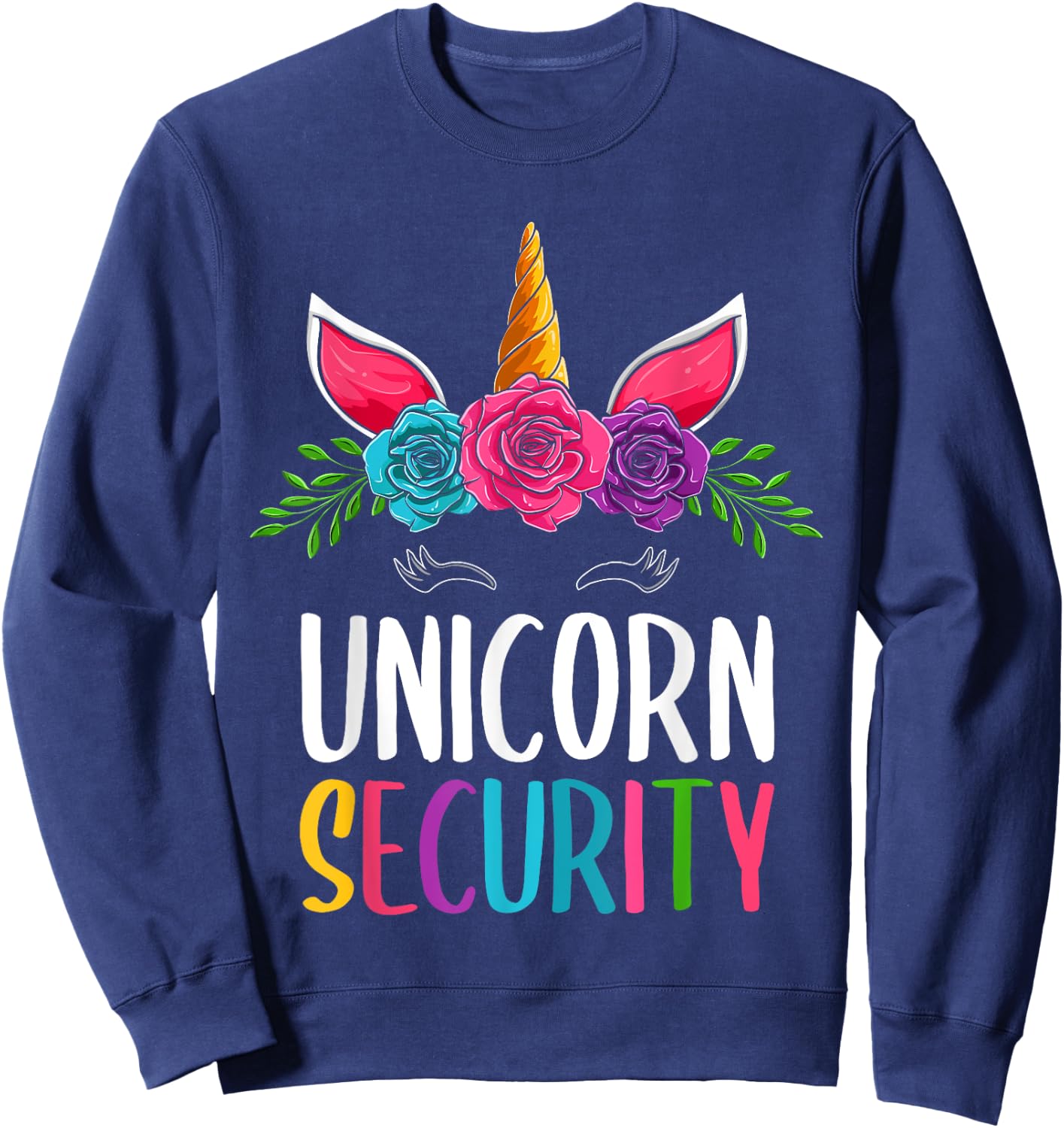 Cute Halloween Unicorn Costumes, Dad Mom Unicorn Security Sweatshirt - Sweatshirt | Navy
