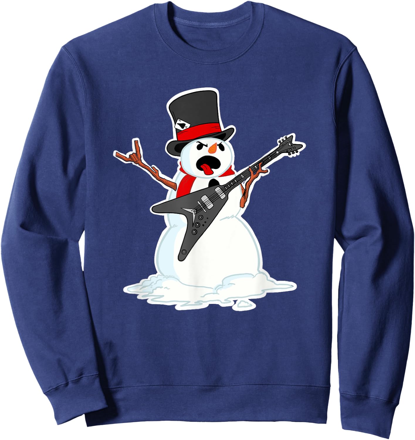 Metal Christmas Funny Heavy Metal Snowman Sweatshirt - Sweatshirt | Navy