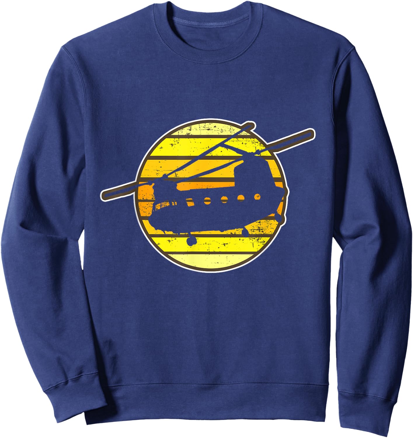 Chinook Pilot Helicopter Retro 70s 80s Military Gift Sweatshirt - Sweatshirt | Navy
