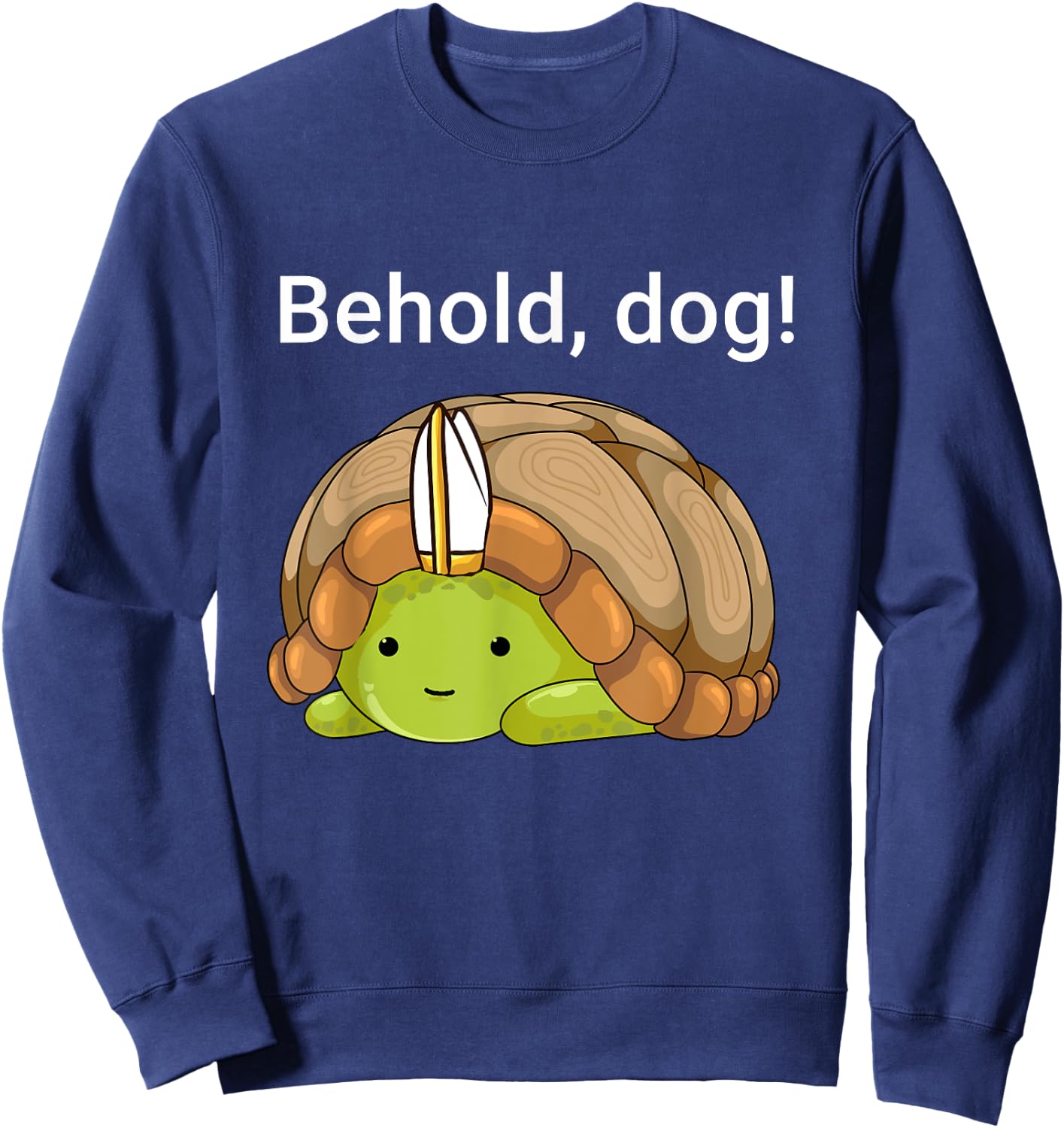 Behold Dog Funny Turtle Wearing A Priest Hat Women Girls Kids Sweatshirt - Sweatshirt | Navy