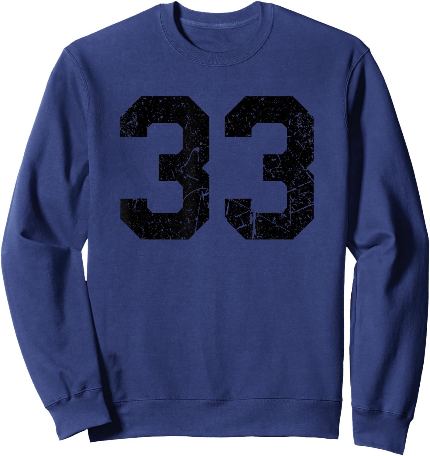 Distressed Number #33 Black Varsity Number Sweatshirt - Sweatshirt | Navy