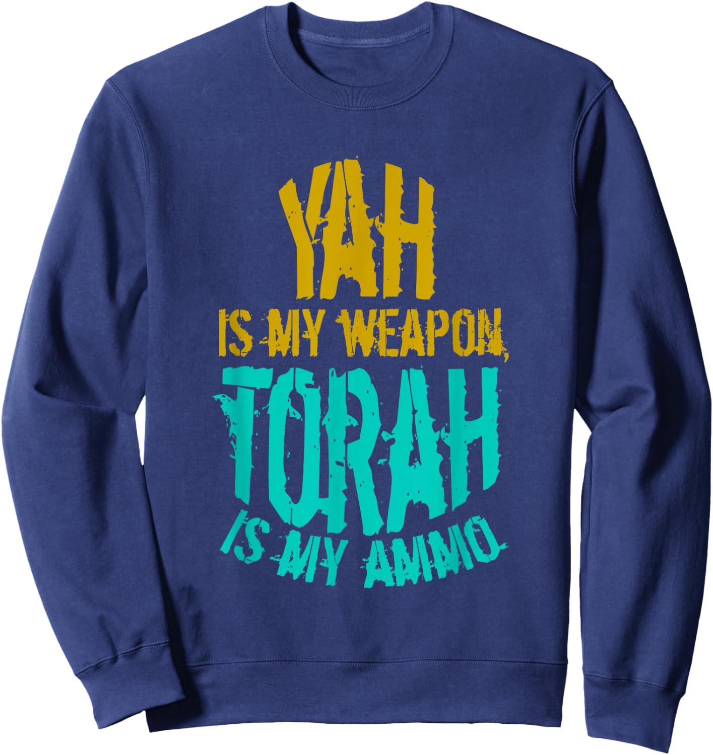 Hebrew Israelite Clothing Yah is My Weapon Judah Torah Sweatshirt - Sweatshirt | Navy