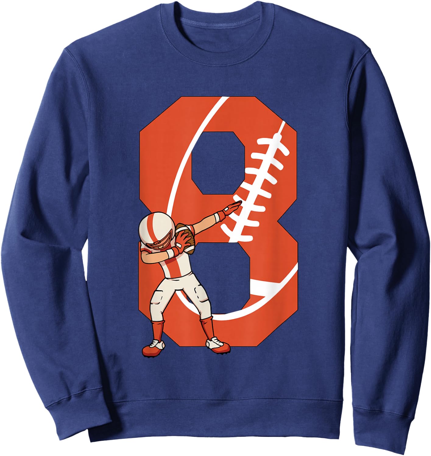 8 Years Old Boy Football Player 8th Football Birthday Boys Sweatshirt - Sweatshirt | Navy