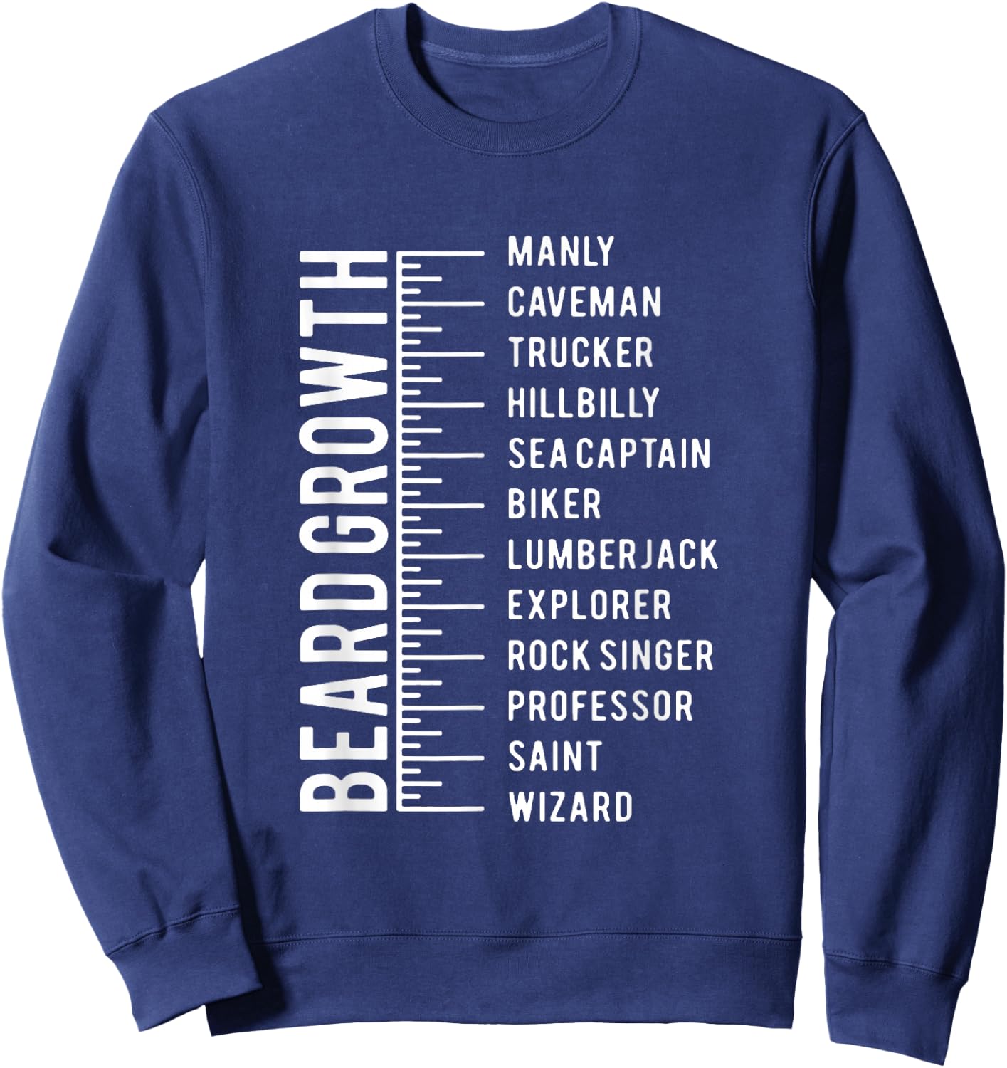 Men's Beard Growth Chart Measurement Bearded Man Sweatshirt - Sweatshirt | Navy