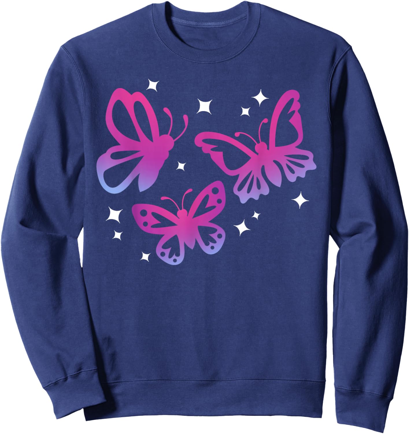 Beautiful Butterfly Graphics Sweatshirt - Sweatshirt | Navy