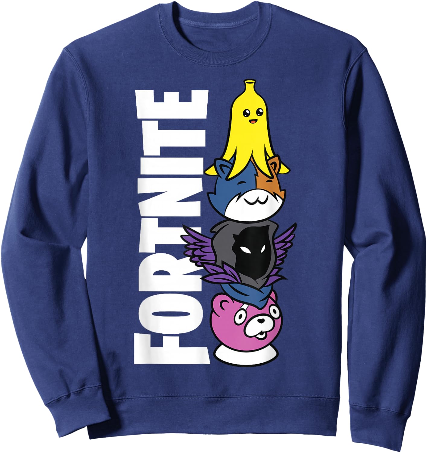 Fortnite Black Classic Fit - Adult Polyester & Cotton Short Sleeve Sweatshirt - Sweatshirt | Navy