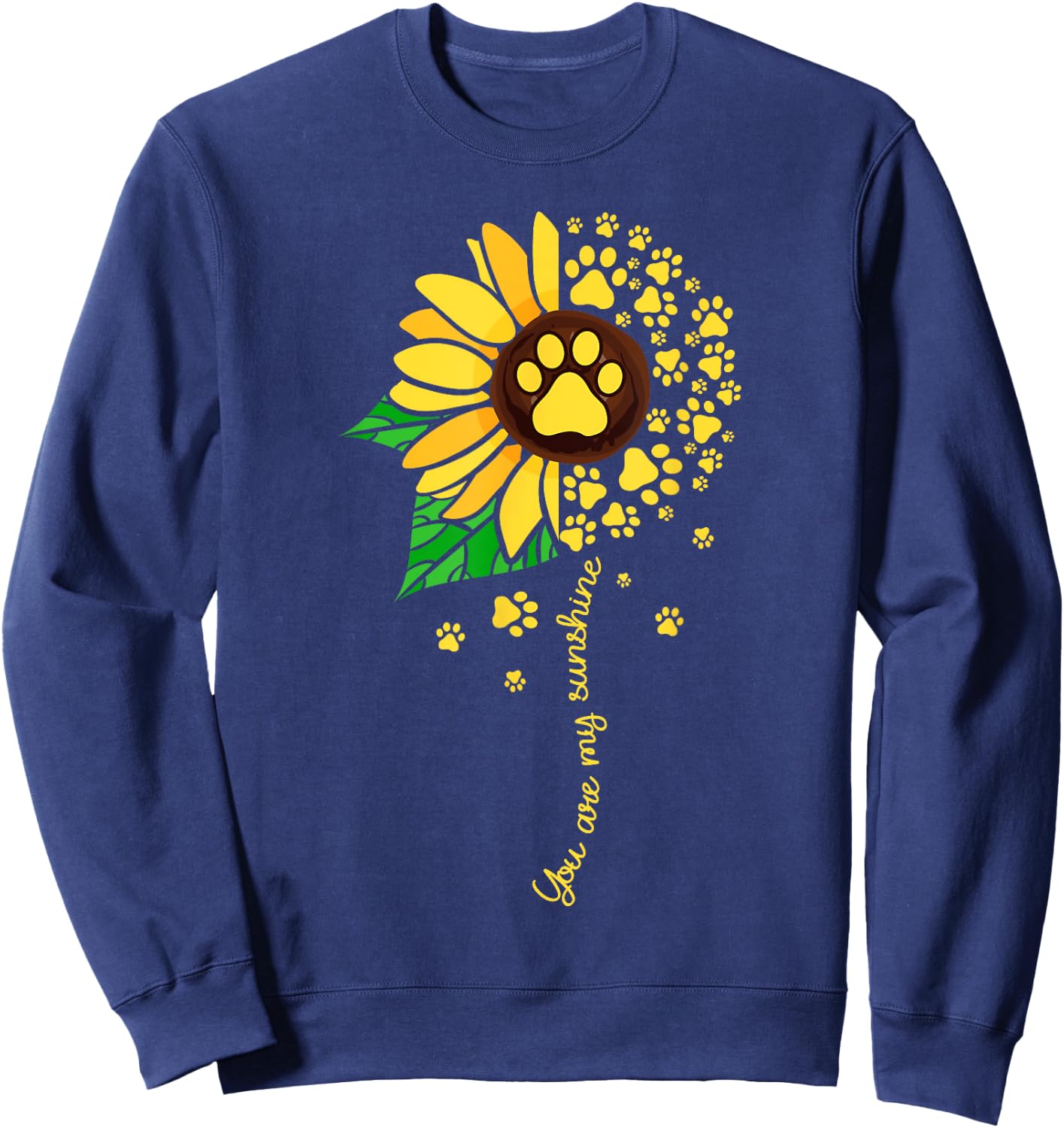 Sunflower dog doglover pets paw apparel men Sweatshirt - Sweatshirt | Navy