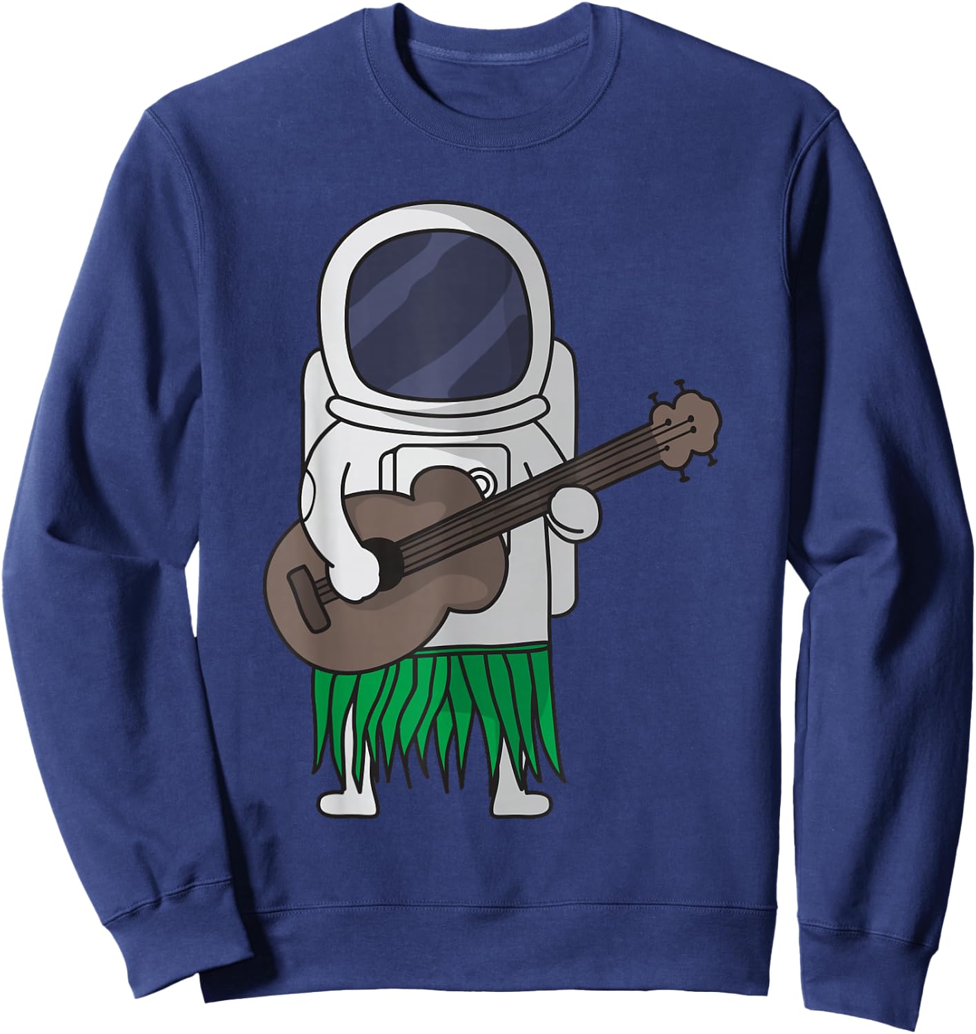 Astronaut Outer Space Ukulele Luau Cute Funny Hawaii Sweatshirt - Sweatshirt | Navy