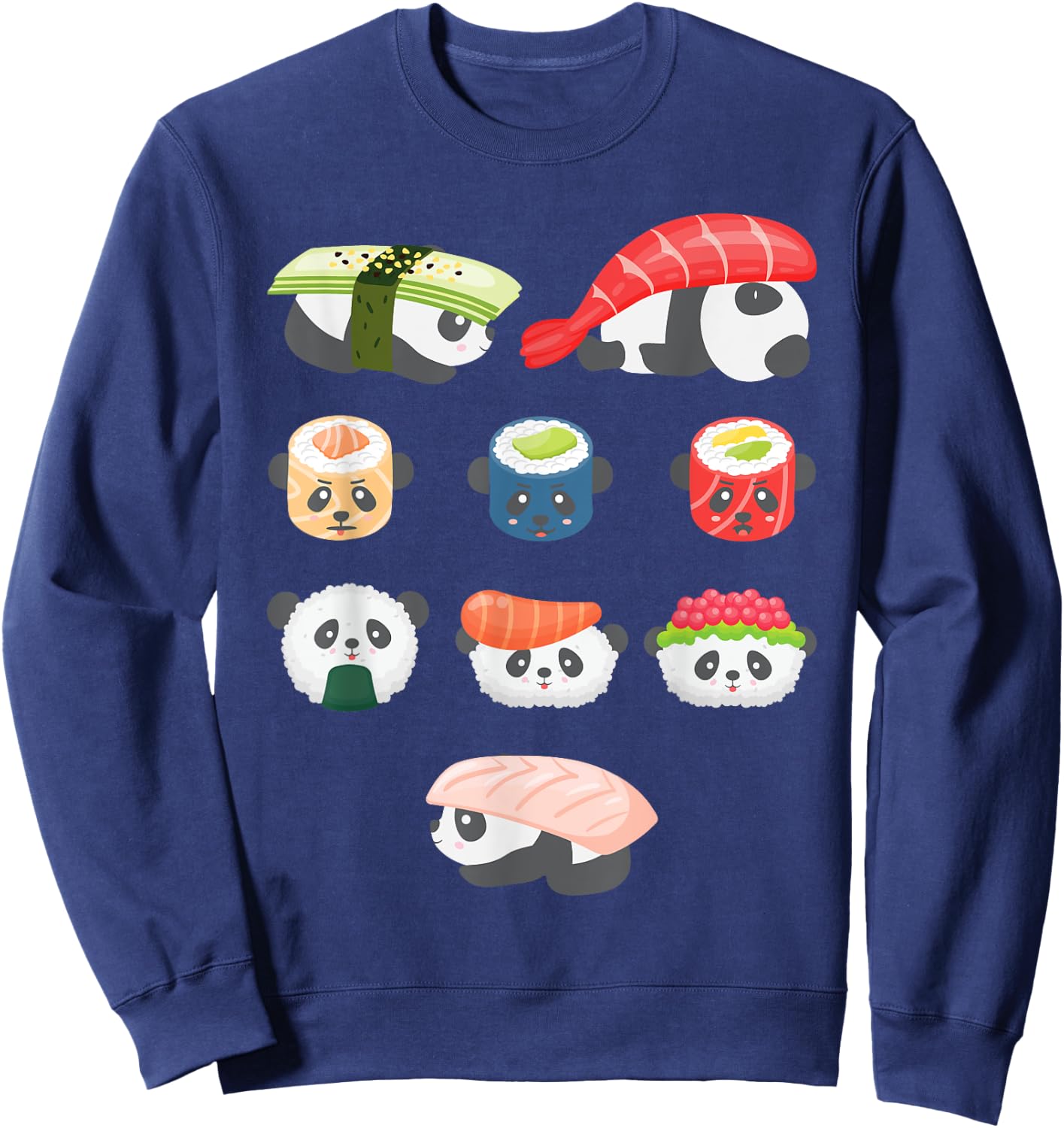 Cute Kawaii Panda Hug Sushi Lover Sweatshirt - Sweatshirt | Navy