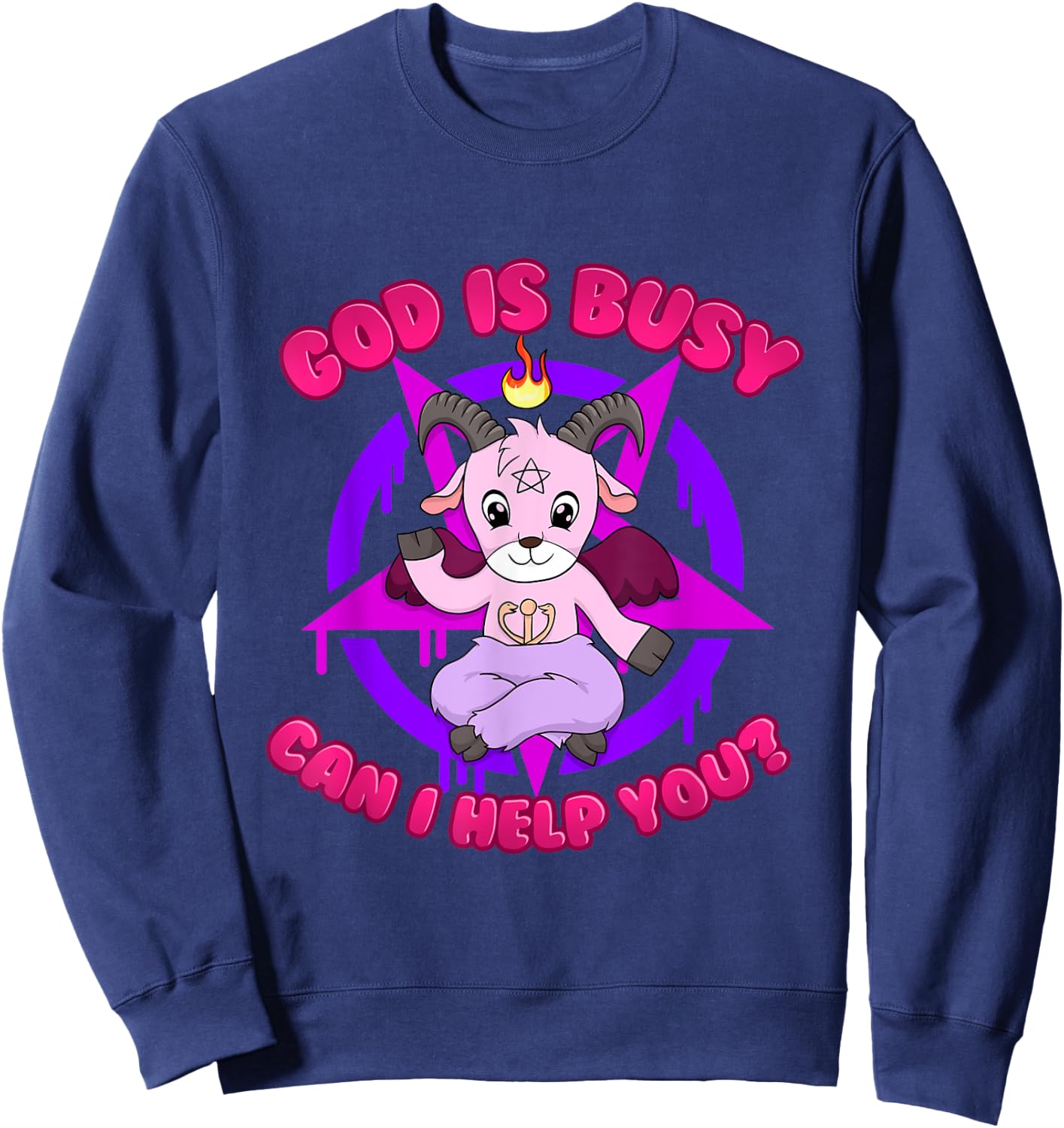 God is Busy Can I Help You? Sweatshirt - Sweatshirt | Navy