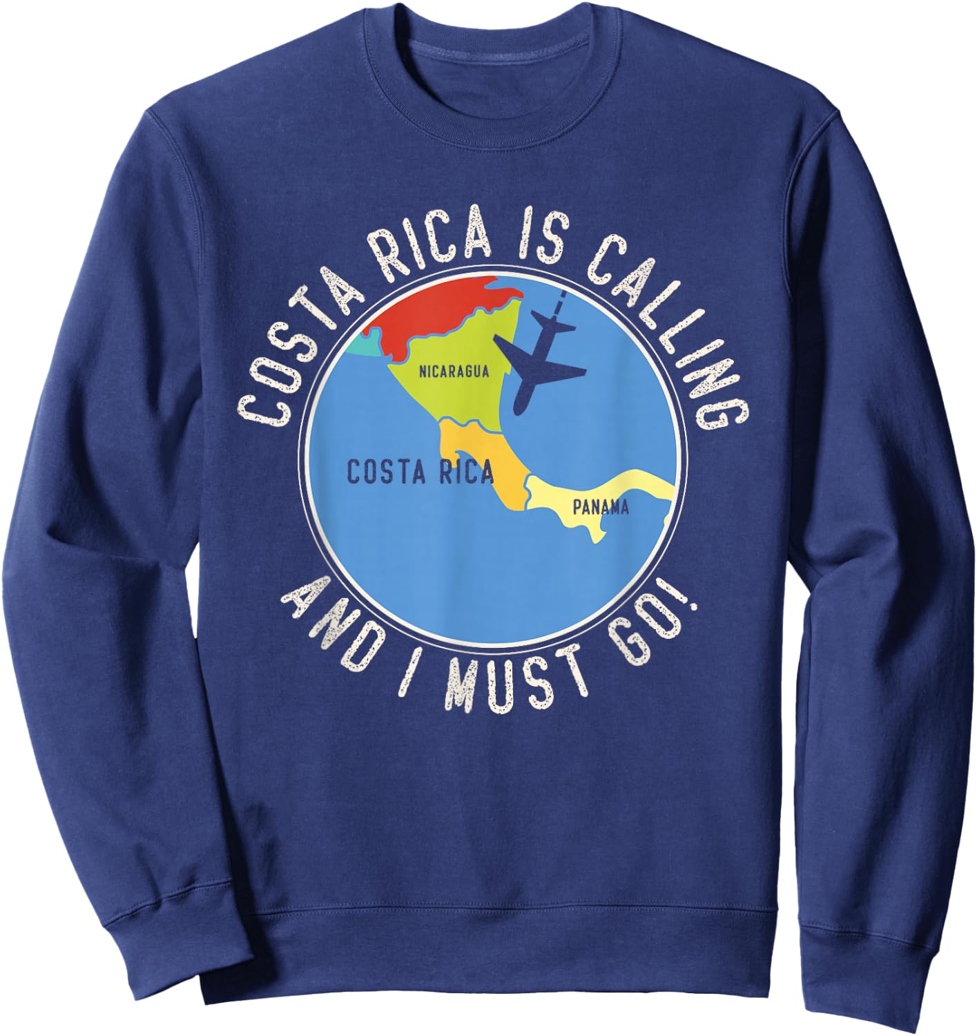 Costa Rica Is Calling And I Must Go, Costa Rica Map Sweatshirt - Sweatshirt | Navy