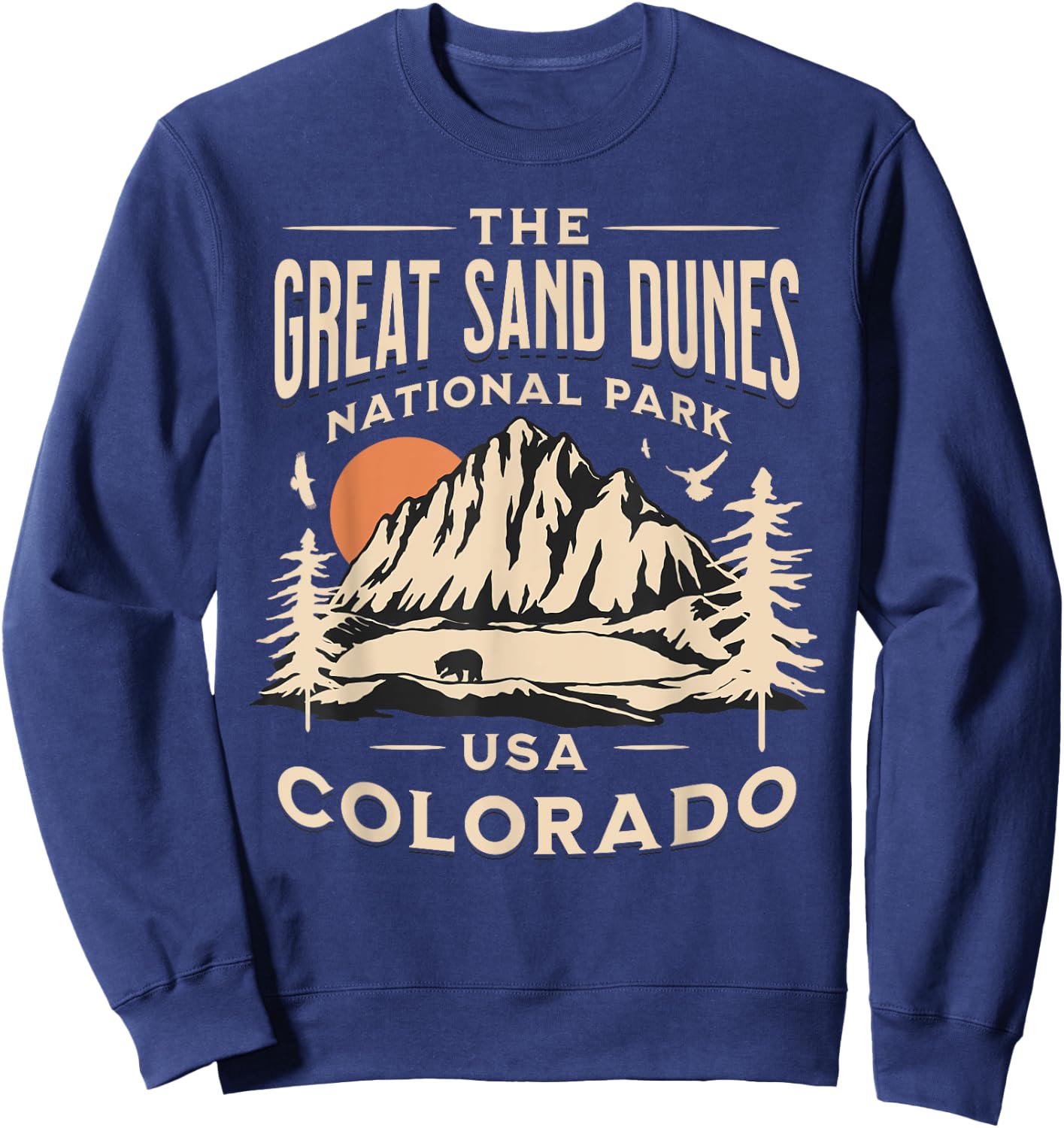 Great Sand Dunes National Park Colorado Hike Outdoors Retro Sweatshirt - Sweatshirt | Navy