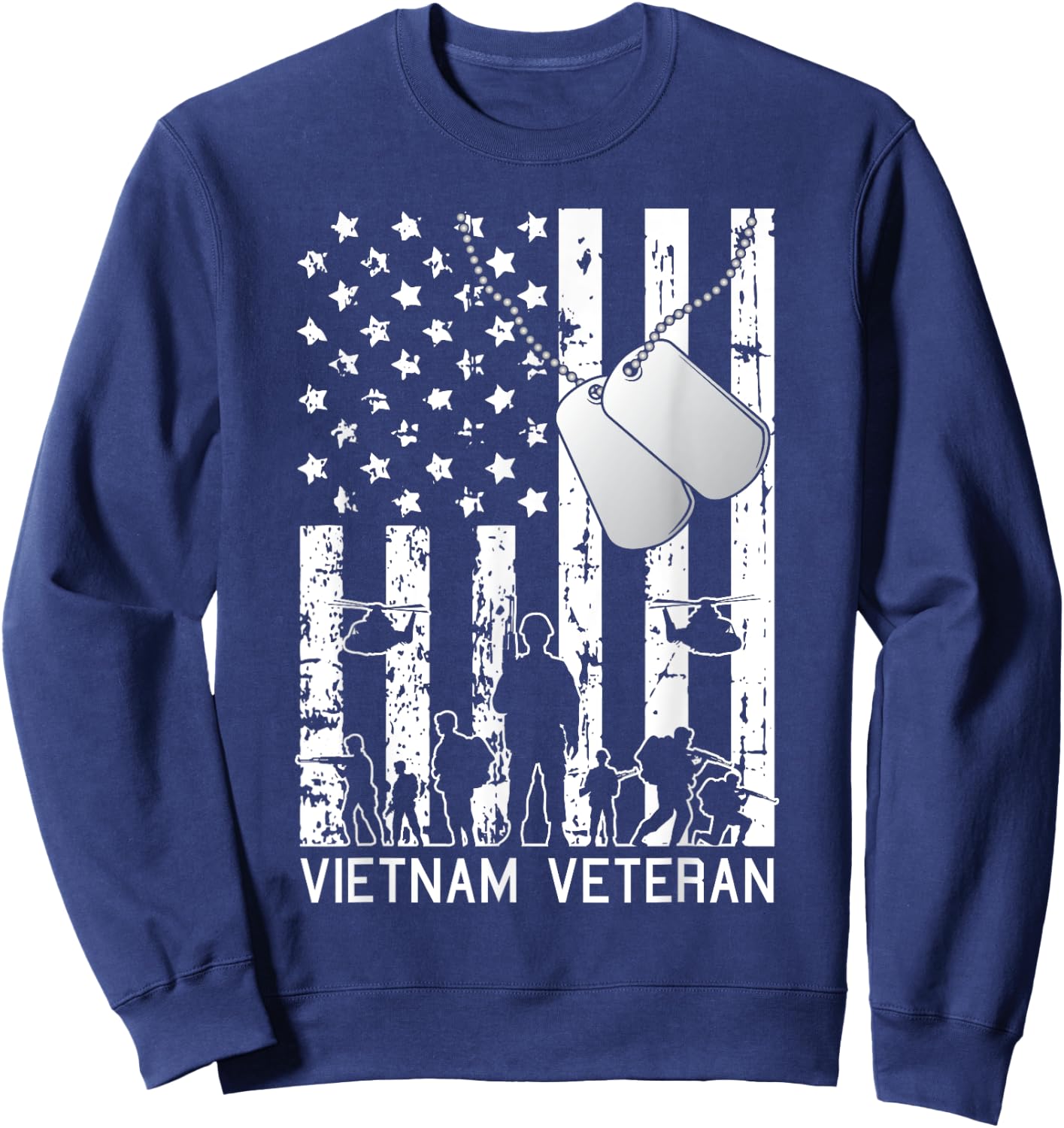 Vietnam Veteran Cool American Flag Military Army Soldier Women Kids Men Sweatshirt - Sweatshirt | Navy