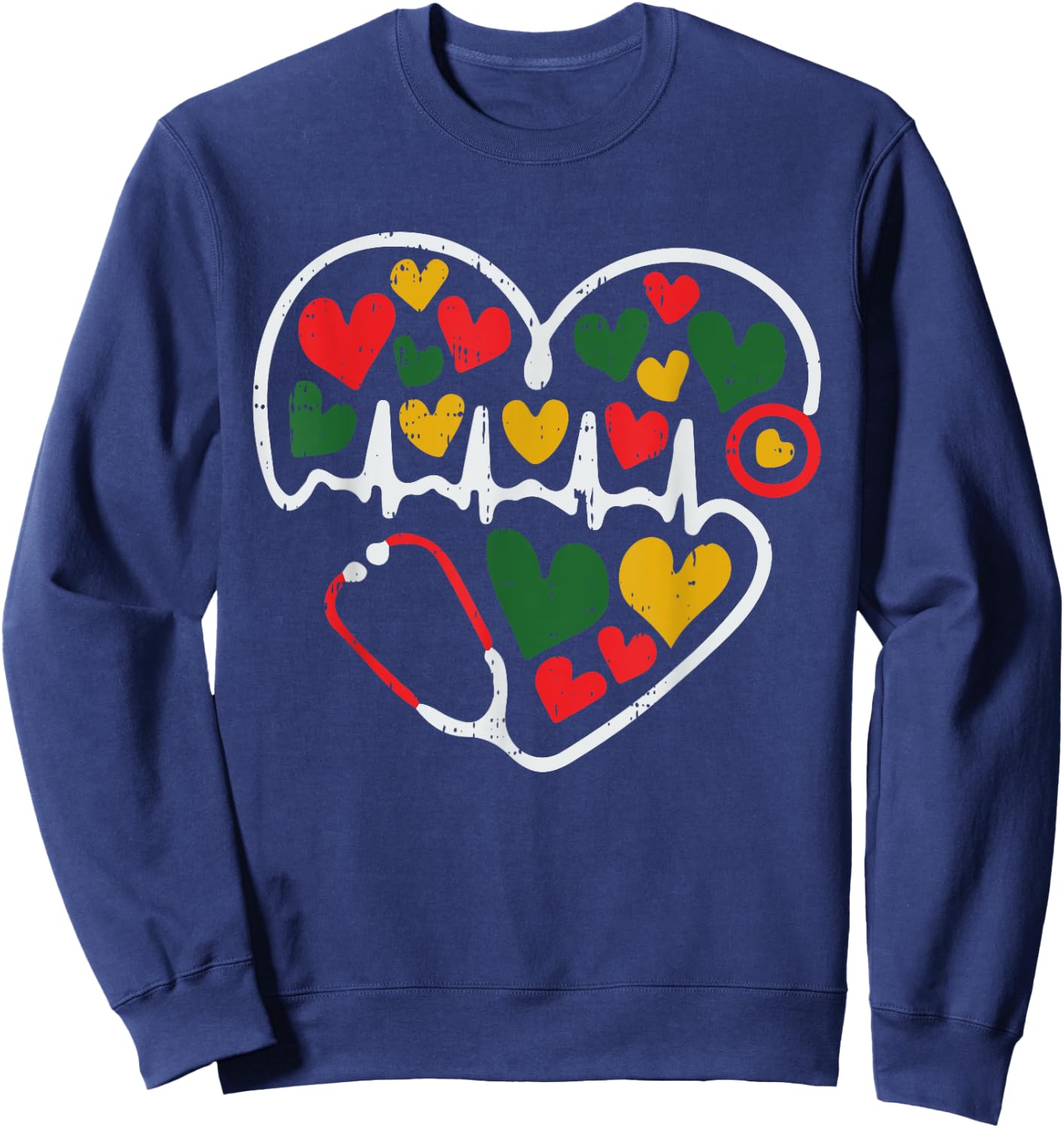 Stethoscope Heart Juneteenth Melanin Nurse African American Sweatshirt - Sweatshirt | Navy