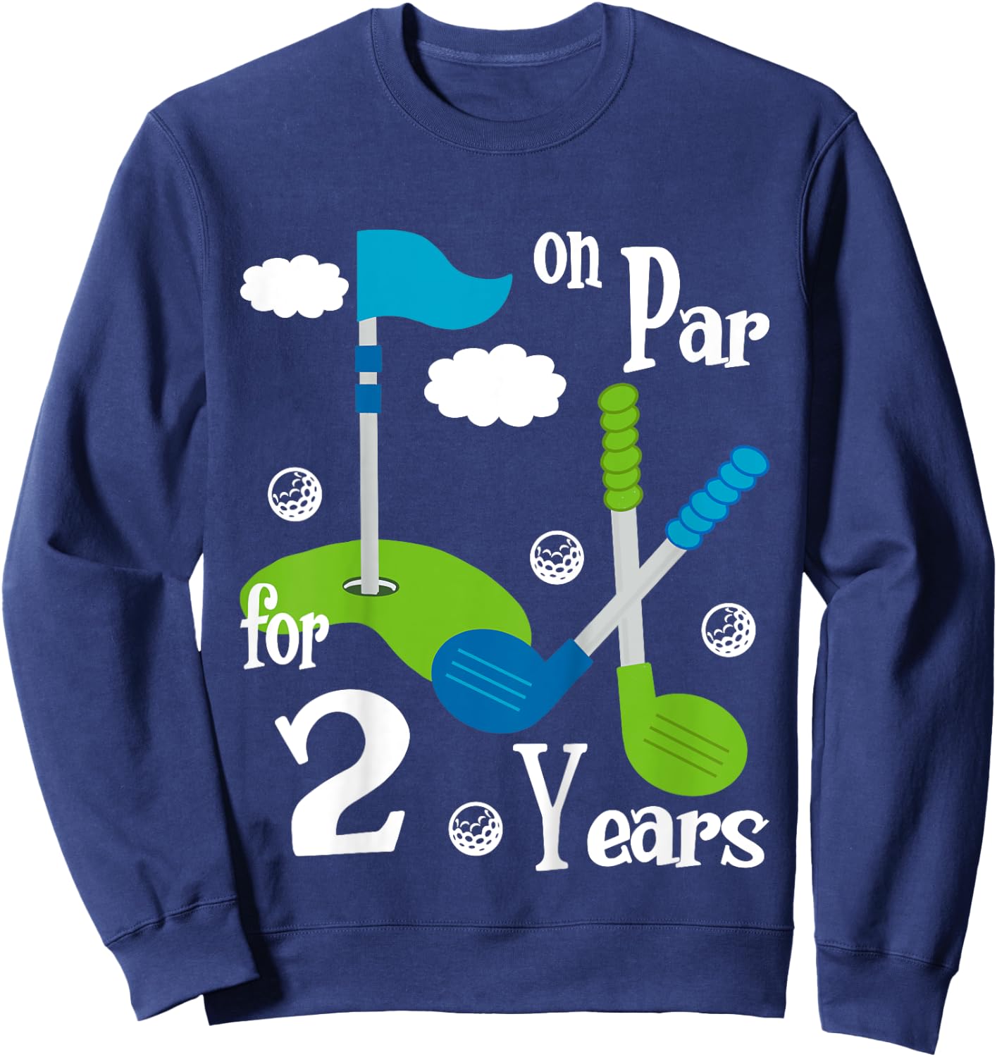 2 Year Old Golf Birthday Party Shirt Gift Boy Girl Sweatshirt - Sweatshirt | Navy