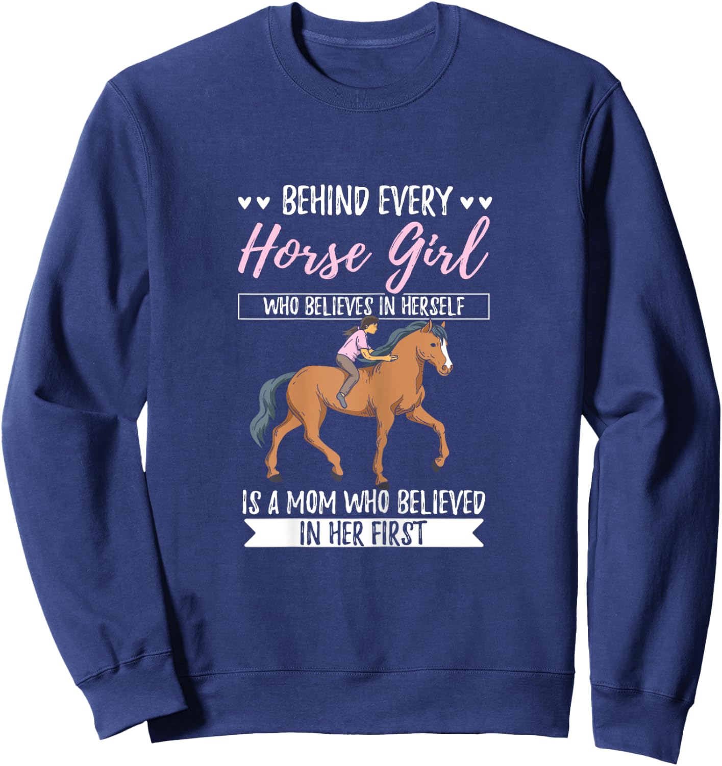 Proud Mama, Daughter at Equestrian Horses Hobby Sweatshirt - Sweatshirt | Navy