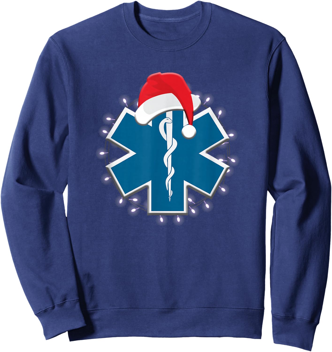 EMT Paramedic EMS Christmas Star of Life First Responder Sweatshirt - Sweatshirt | Navy