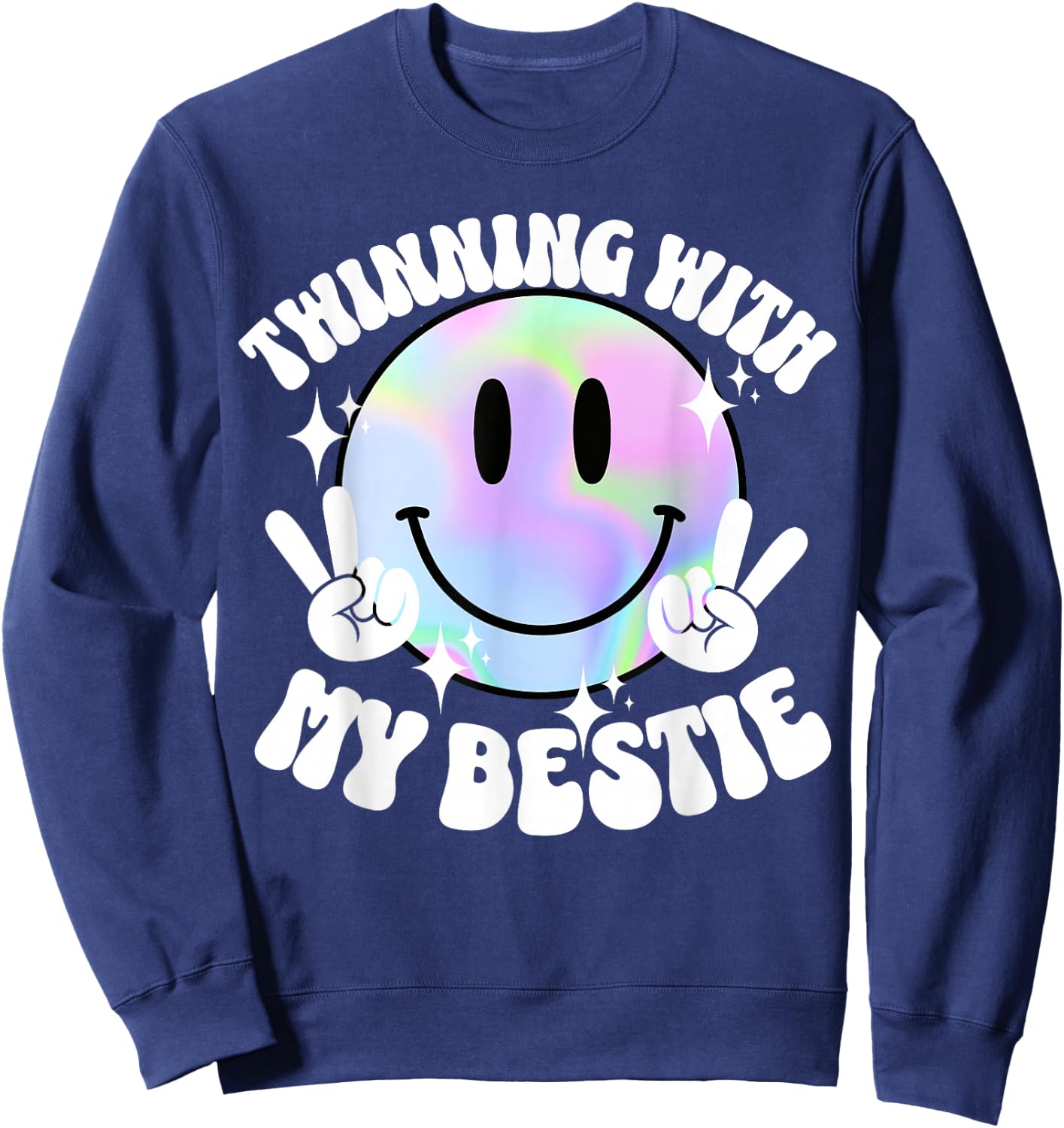 Twinning with My Bestie Spirit Week Twin Day Best Friend Sweatshirt - Sweatshirt | Navy